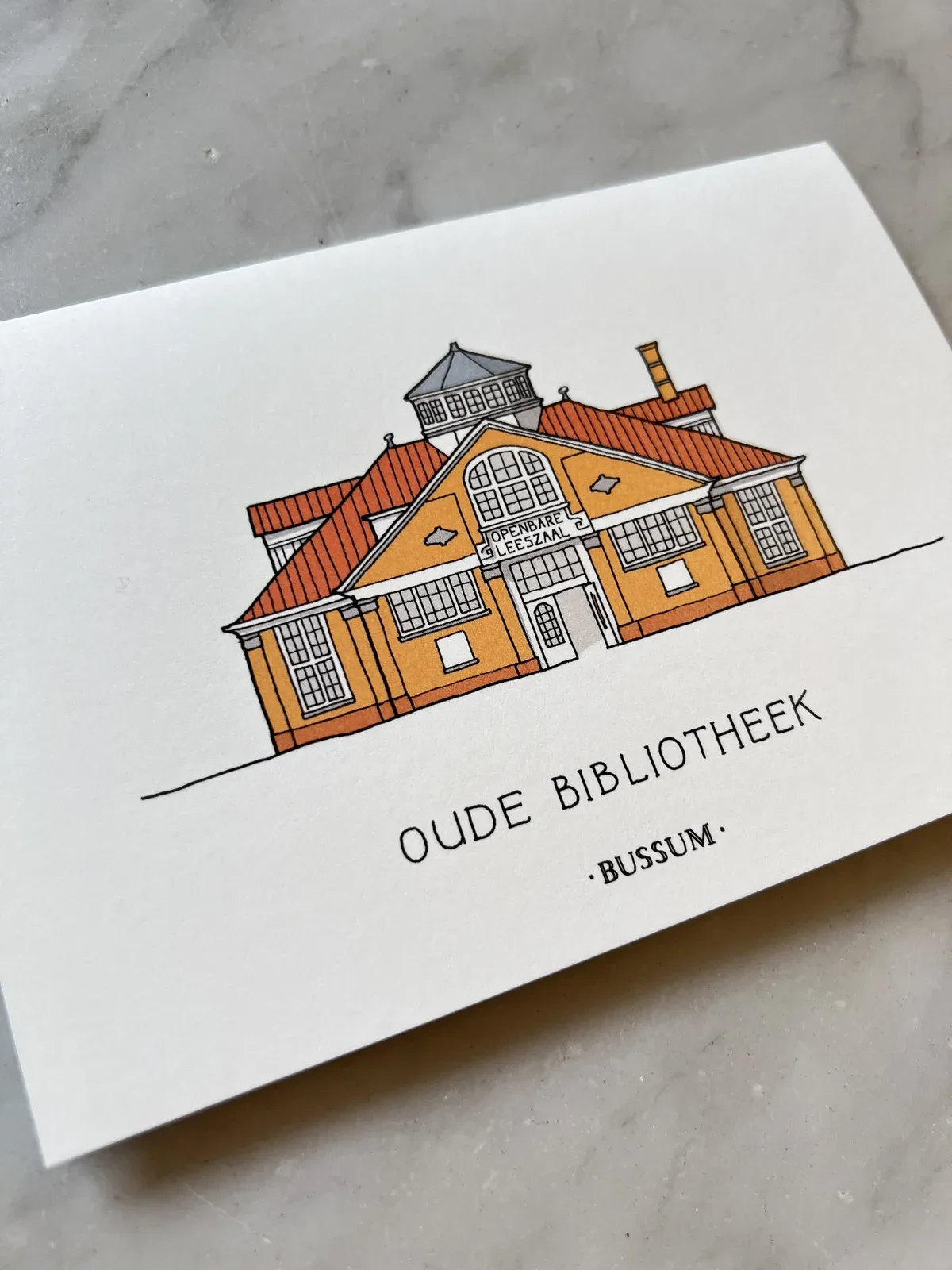 Kaart met de Oude Bibliotheek in Bussum