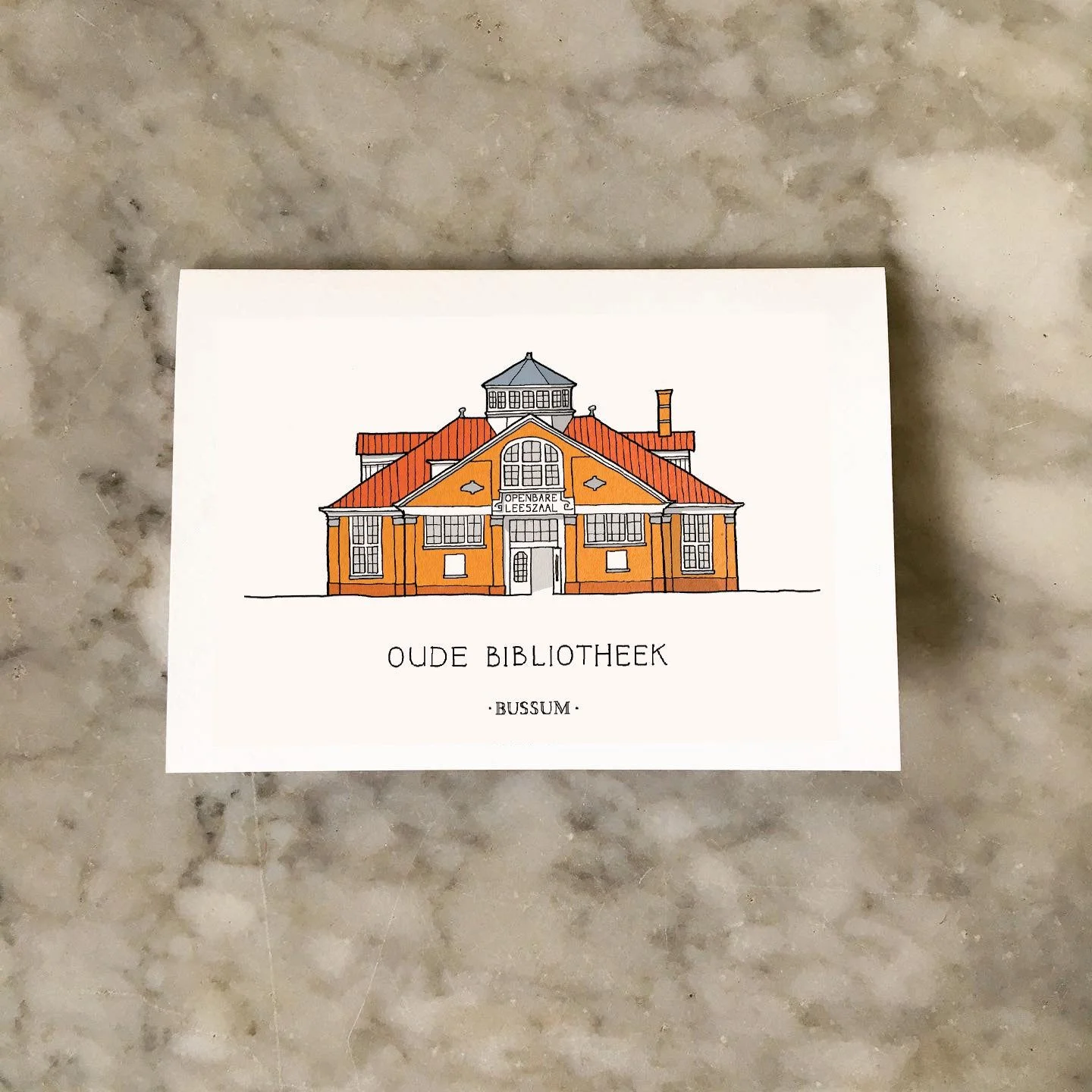 Kaart met de Oude Bibliotheek van Bussum