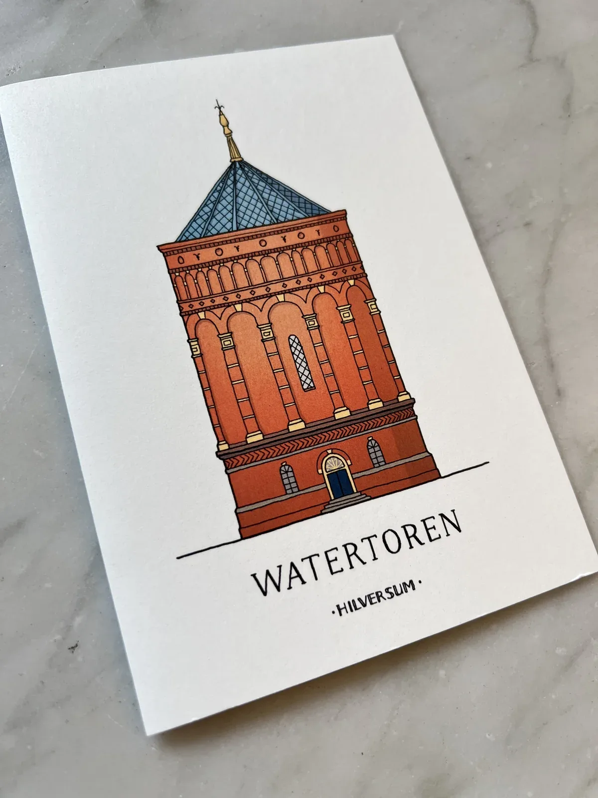 Kaart met de Watertoren van Hilversum