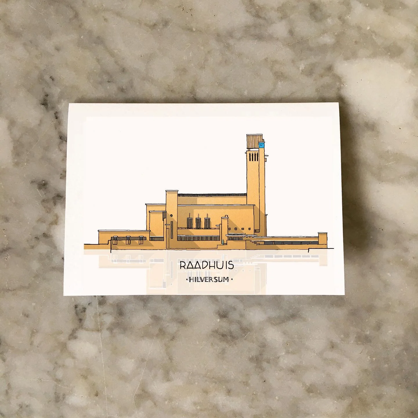 Kaart met het Raadhuis van Hilversum van Dudok