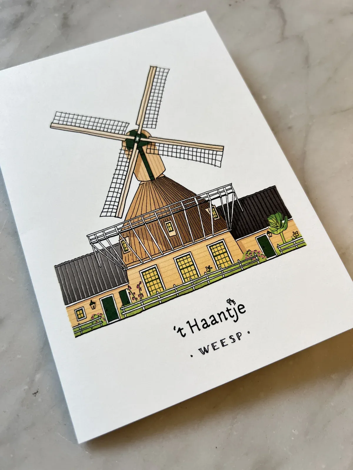 Kaart met molen 't Haantje in Weesp