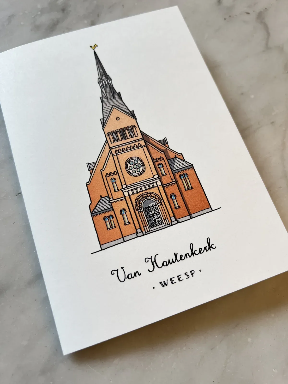 Kaart met het Van Houtenkerkje in Weesp