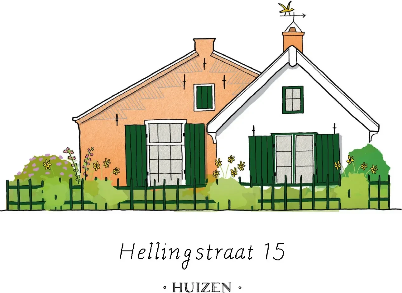 Huisportret met groene luiken