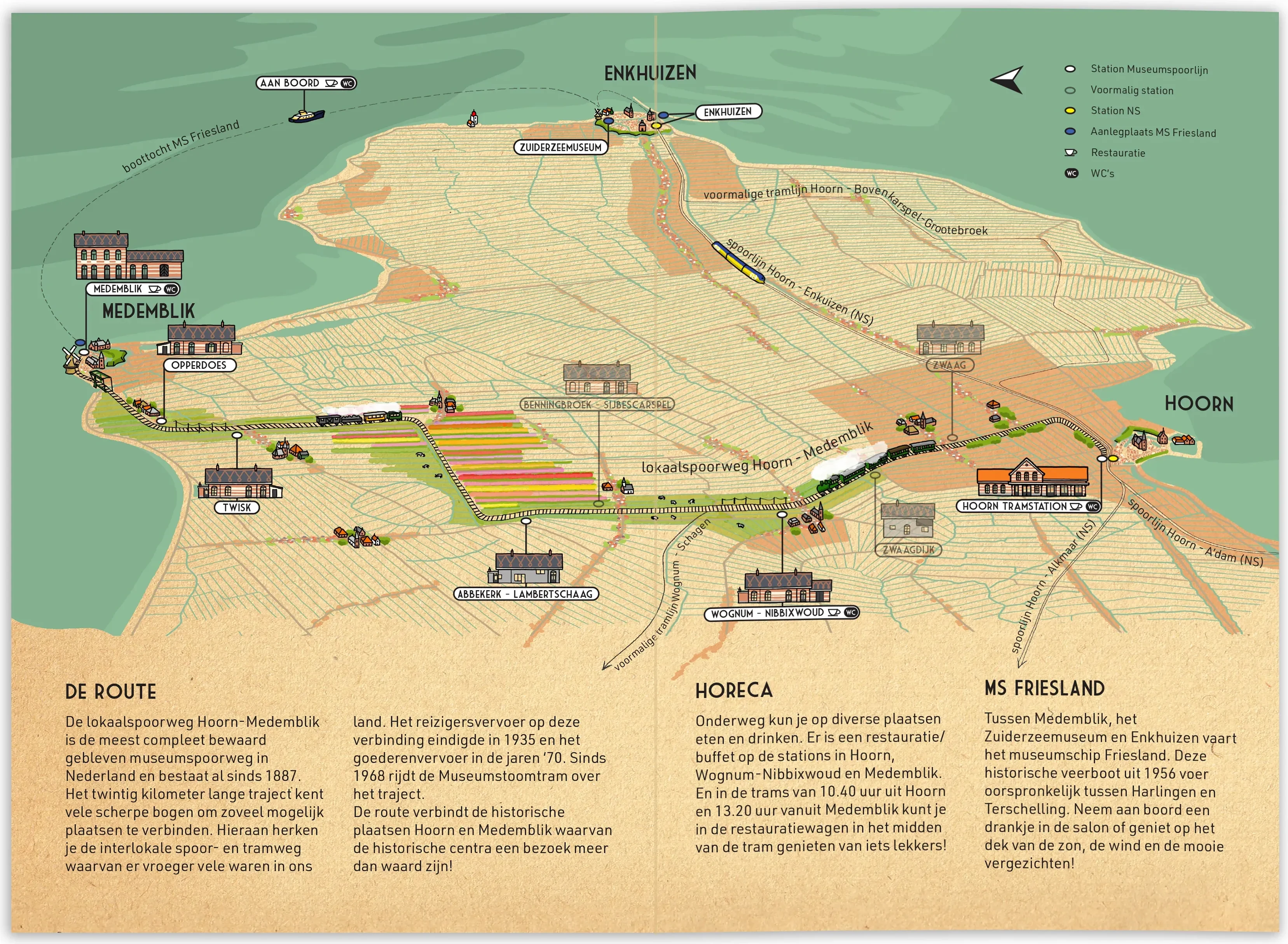 Kaart van de historische driehoek Enkhuizen, Medemblik en Hoorn