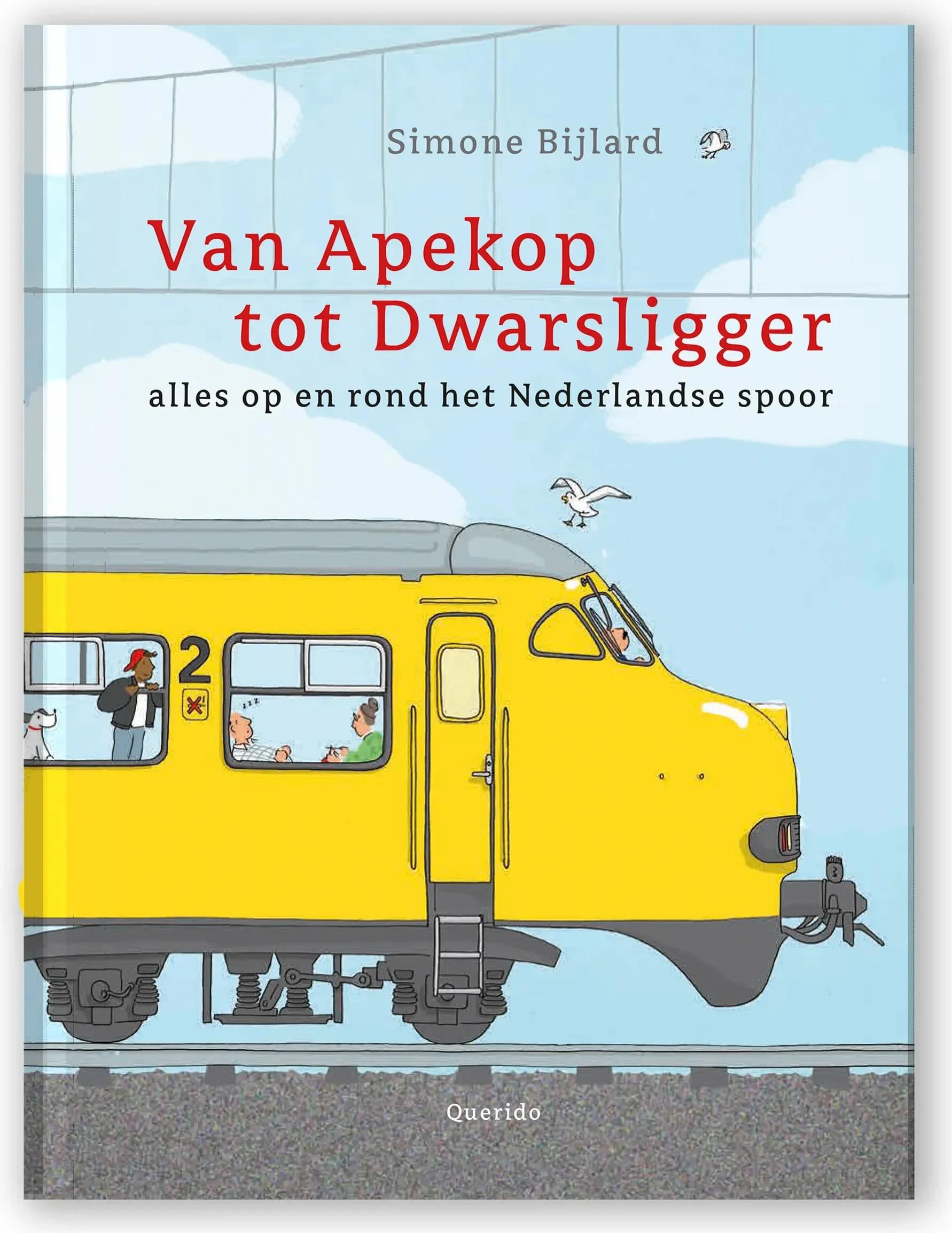 Omslag van Van Apekop tot Dwarsligger met een gele trein